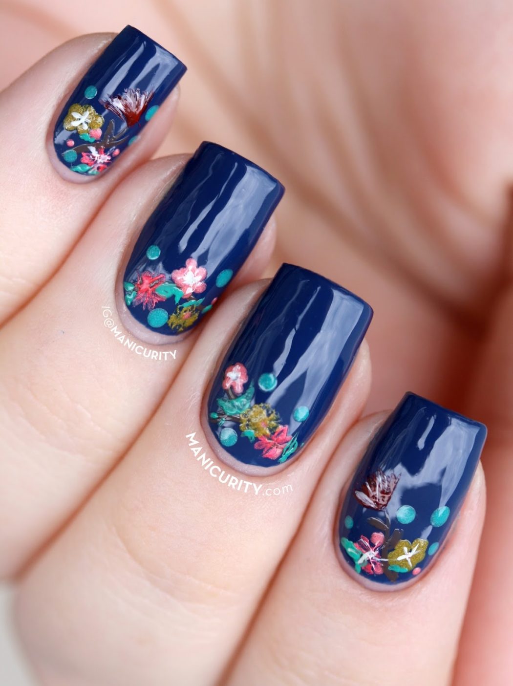 tiny-flower-nails-floral-half-moon-nail-art-china-glaze-5 50+ Coolest Wedding Nail Design Ideas