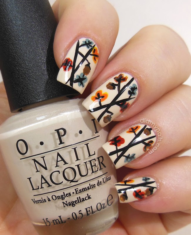 Top 10 Hottest Thanksgiving Nail Art Designs To Try 4 falling-leaves-of-autumn4