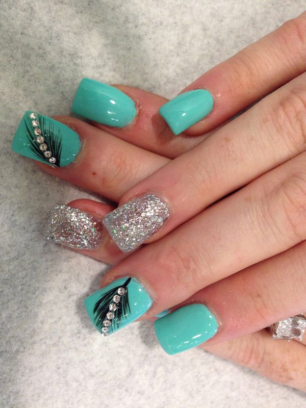 36 Easiest Feather Nail Art Designs 11 Feather-Nail-Art-1