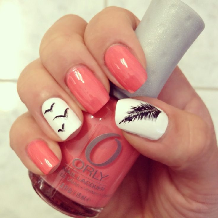 Feather-and-birds-with-pink-nails