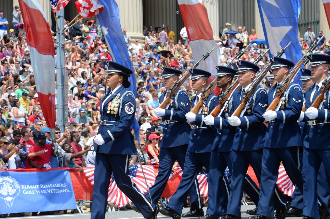 Creative Ideas: 4 Memorial Day Celebration Ideas 8 The U.S. Air Force Honor Guard marches during the National Memorial Day Parade in Washington, D.C., May 25, 2015. The National Memorial Day Parade was first launched in 2005 by the American Veterans Center in Washington, and this year Air Force Chief of Staff Gen. Mark A. Welsh III served as the grand marshal. Welsh also honored American Veterans by attending a wreath laying ceremony in Arlington National Cemetery. (U.S. Air Force photo/Scott M. Ash)