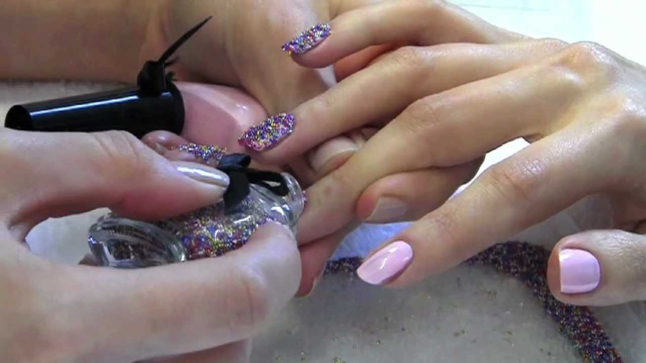applying caviar nail polish1 +15 Hottest Caviar Manicure Creative Ideas to Apply - 17