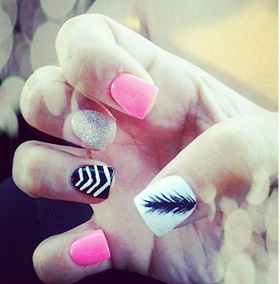 36 Easiest Feather Nail Art Designs 23 dssssss