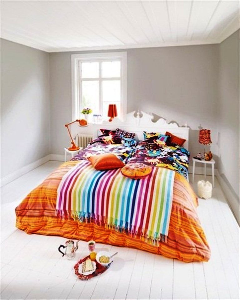 small-minimalist-nightstands-for-stripe-colorful-bedroom-sets_orange-stylish-bedpsread_white-luxury-headboard_medium-fresh-shiny-windows_cute-elegant-lamps 5 Main Bedroom Design Ideas For 2022