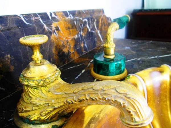 55 Most Famous Diamond faucets 28 vintage sherle wagner faucet burnished gold plate spout handle malachite marble countertop