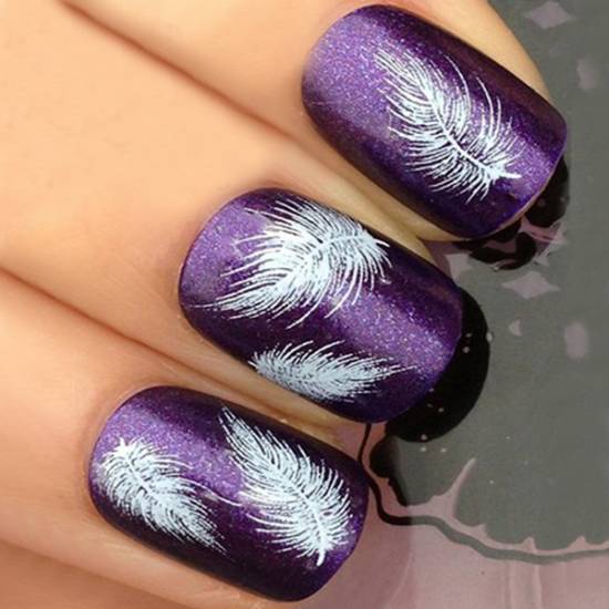 zaaaaa 36 Easiest Feather Nail Art Designs