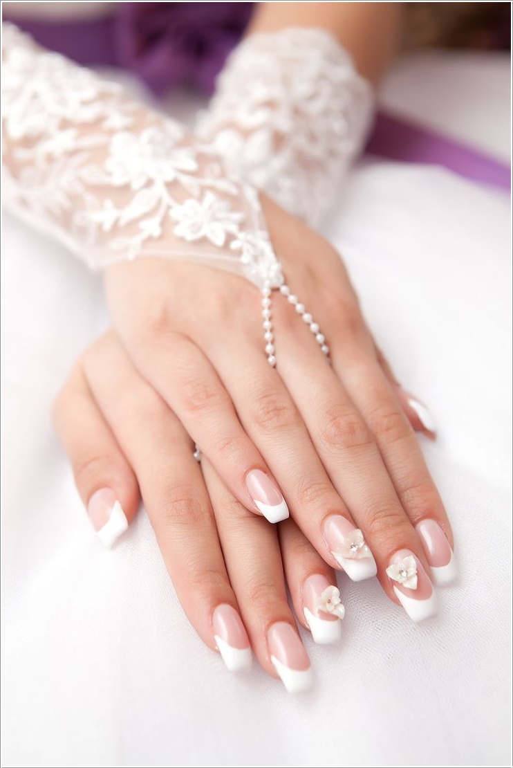 50+ Coolest Wedding Nail Design Ideas 18 3d-flower-bridal-nails-bmodish