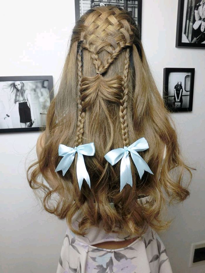 Ribbon Braid Prom Hairstyle of Long Hairs