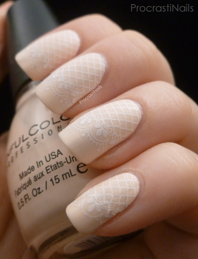 Delicate-Lace-Stamping 50+ Coolest Wedding Nail Design Ideas