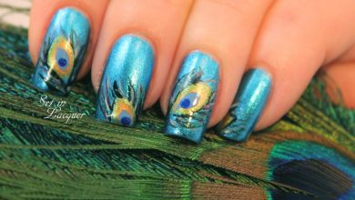 peacock feather nail art tutorial4 36 Easiest Feather Nail Art Designs - 93