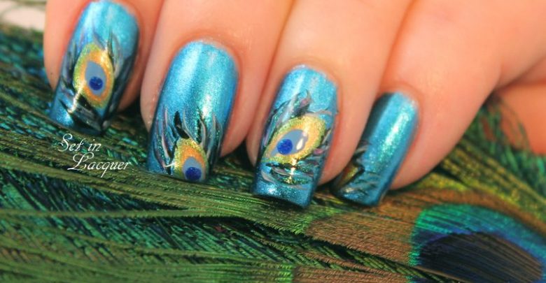 peacock feather nail art tutorial4 36 Easiest Feather Nail Art Designs - Fashion Magazine 132