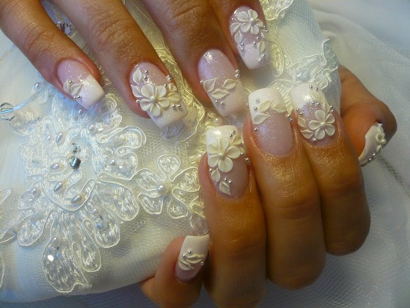 pearl-acrylic-nail-art-photo 50+ Coolest Wedding Nail Design Ideas