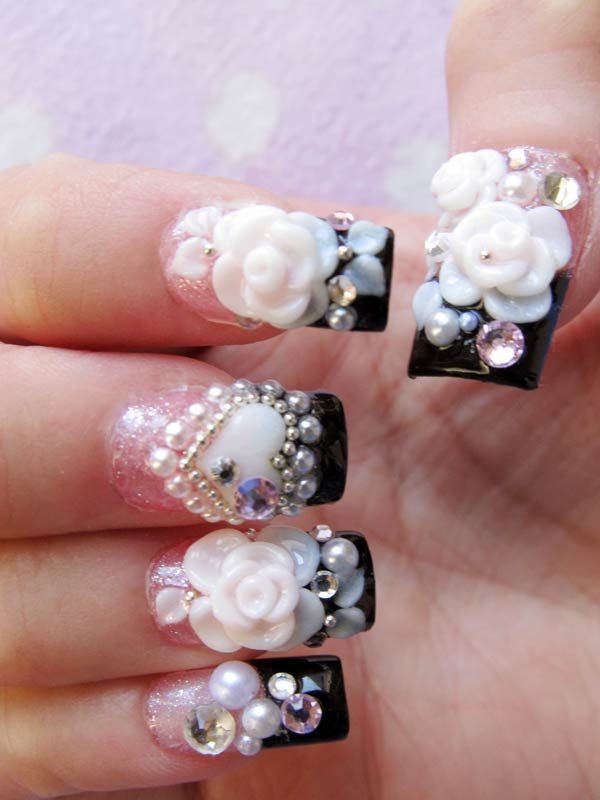 wearing-bling-up-black-angel-nail-tips 50+ Coolest Wedding Nail Design Ideas