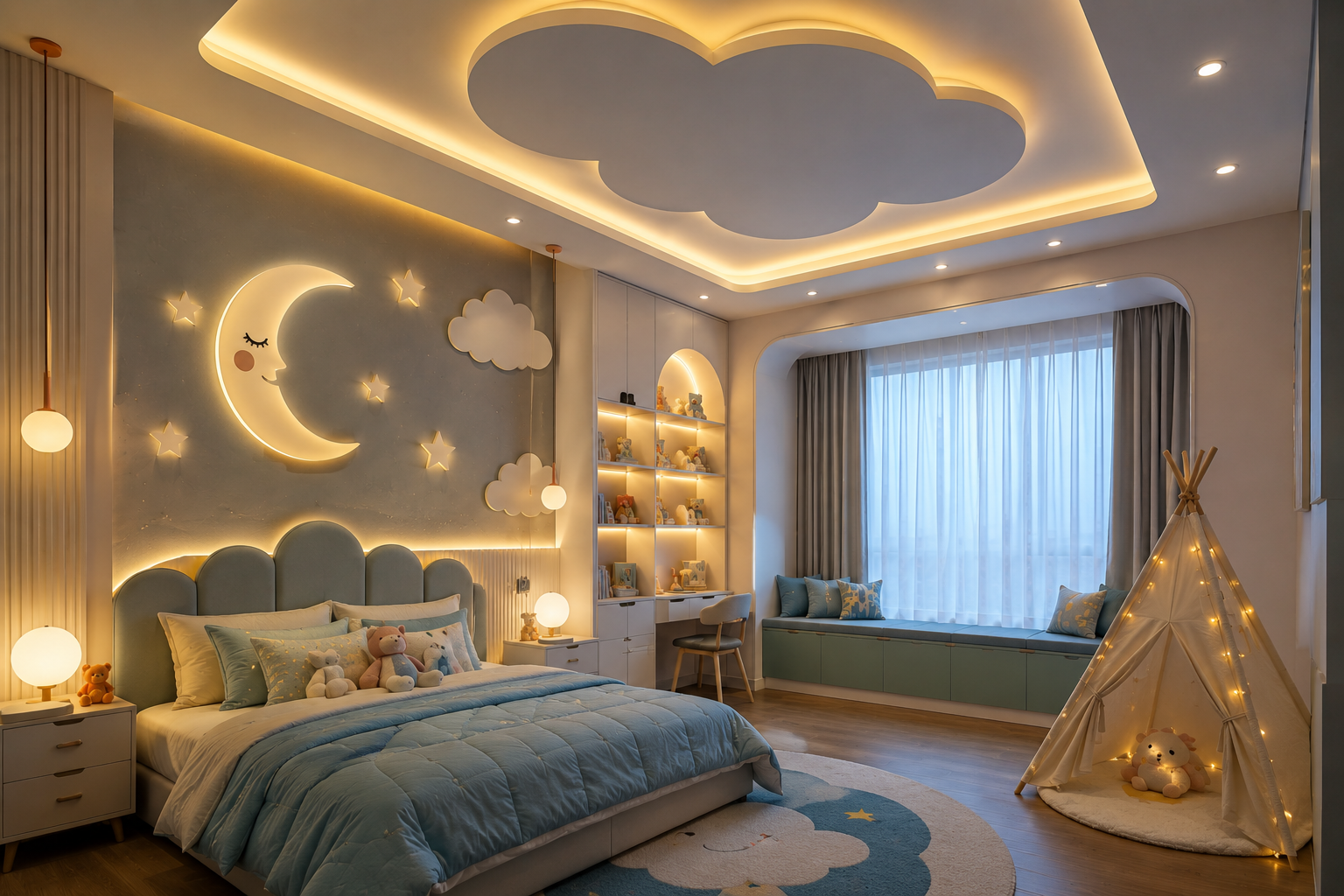 Top 16 Trendy Marvelous Kids’ Rooms Ceiling Designs Ideas 13 False Ceiling Designs With Hidden Lighting Effects Top 16 Trendy Marvelous Kids’ Rooms Ceiling Designs Ideas - 13