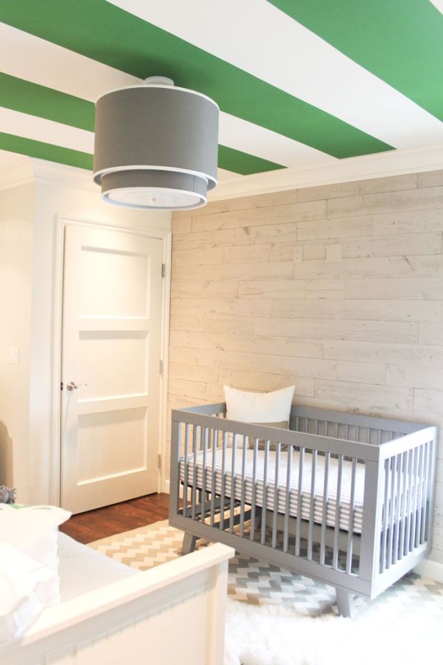 GREEN-STRIPED-CEILING-e1414215938902 +25 Marvelous Kids’ Rooms Ceiling Designs Ideas