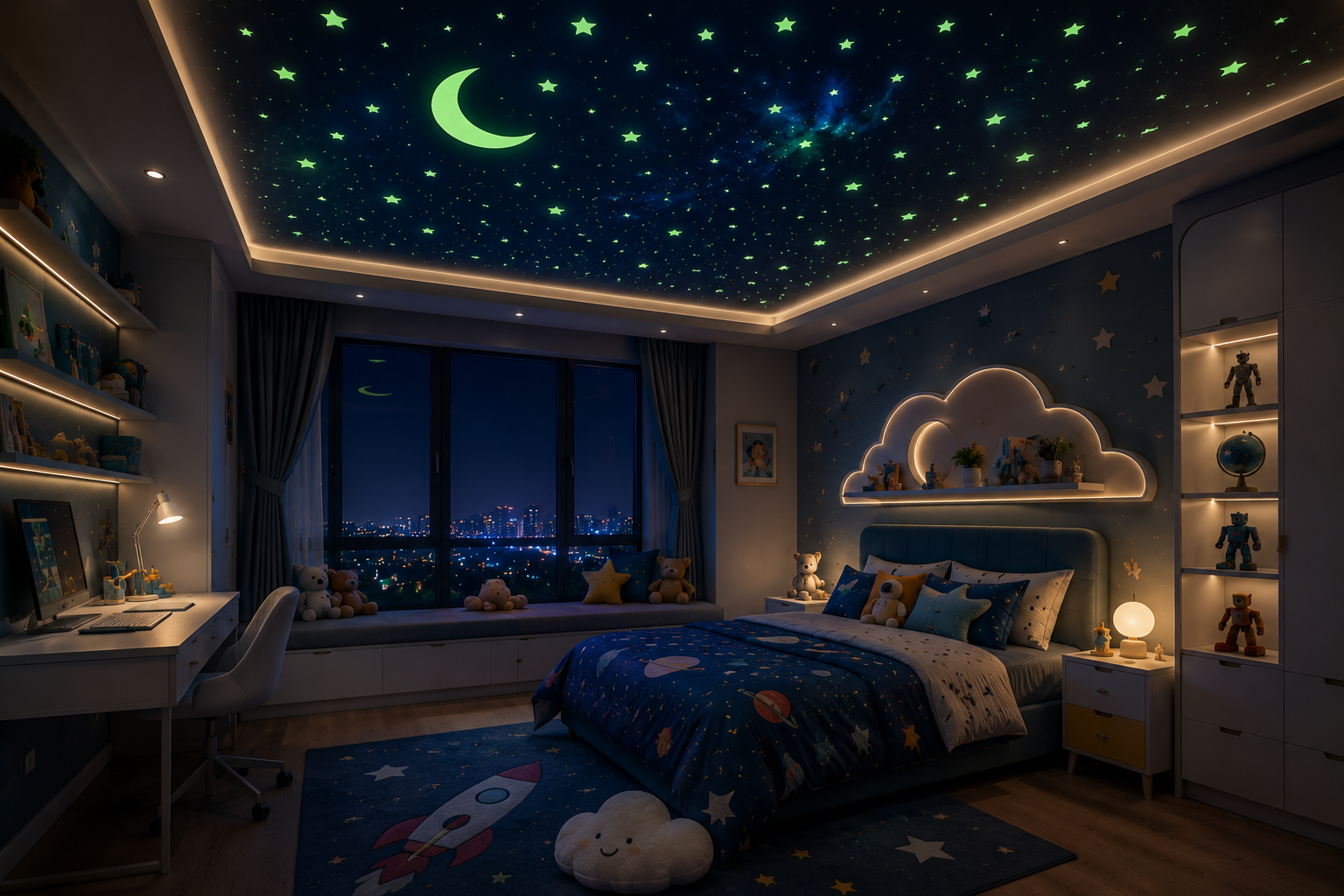 Top 16 Trendy Marvelous Kids’ Rooms Ceiling Designs Ideas 7 Glow in the Dark Ceiling Ideas for Fun Nighttime Effects Top 16 Trendy Marvelous Kids’ Rooms Ceiling Designs Ideas - 7