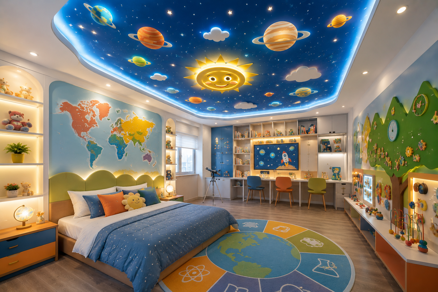 Top 16 Trendy Marvelous Kids’ Rooms Ceiling Designs Ideas 18 Interactive Learning Ceiling Designs for Fun and Education Top 16 Trendy Marvelous Kids’ Rooms Ceiling Designs Ideas - 18
