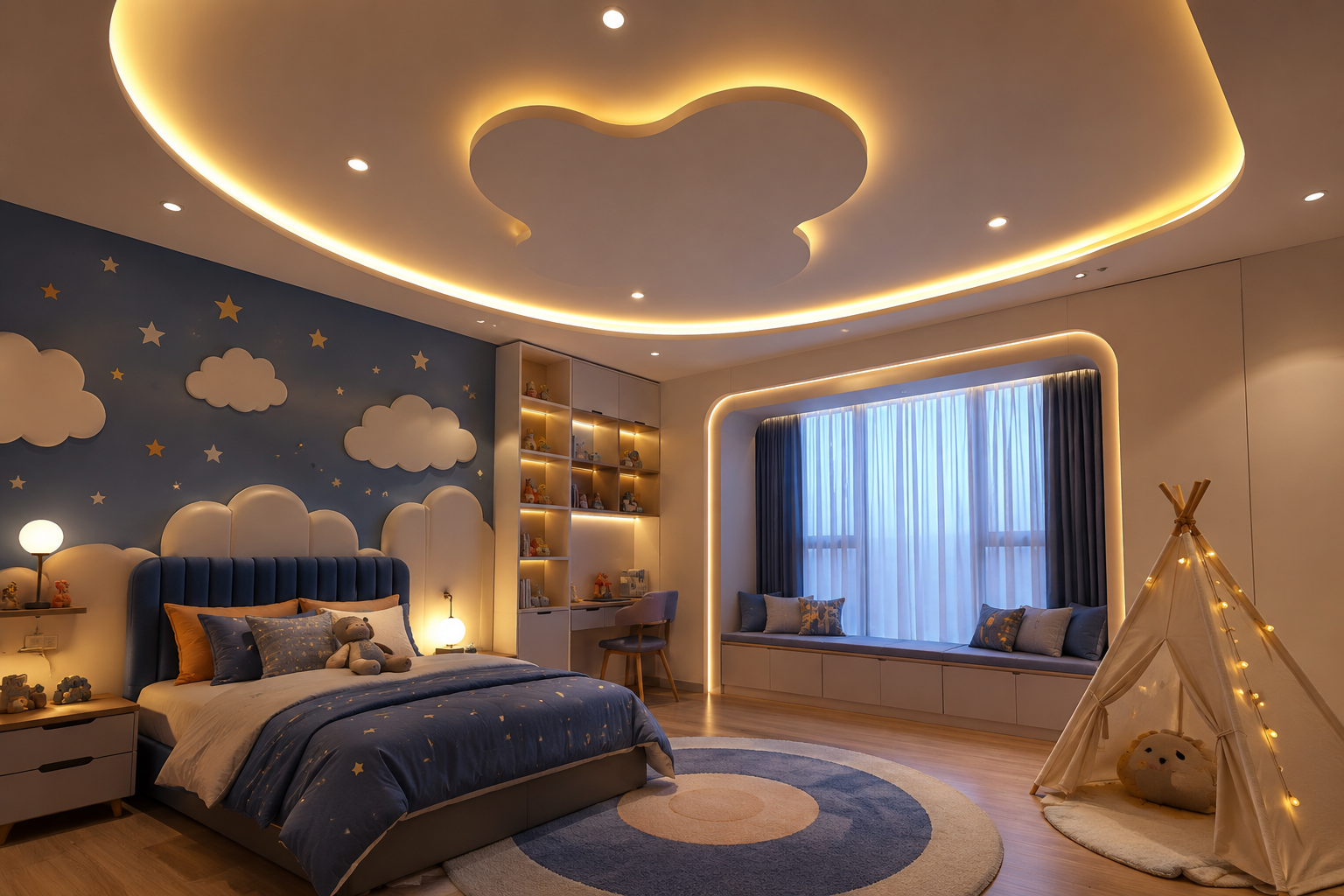 Top 16 Trendy Marvelous Kids’ Rooms Ceiling Designs Ideas 10 LED Strip Lighting Ceiling Designs for a Modern Touch Top 16 Trendy Marvelous Kids’ Rooms Ceiling Designs Ideas - 10