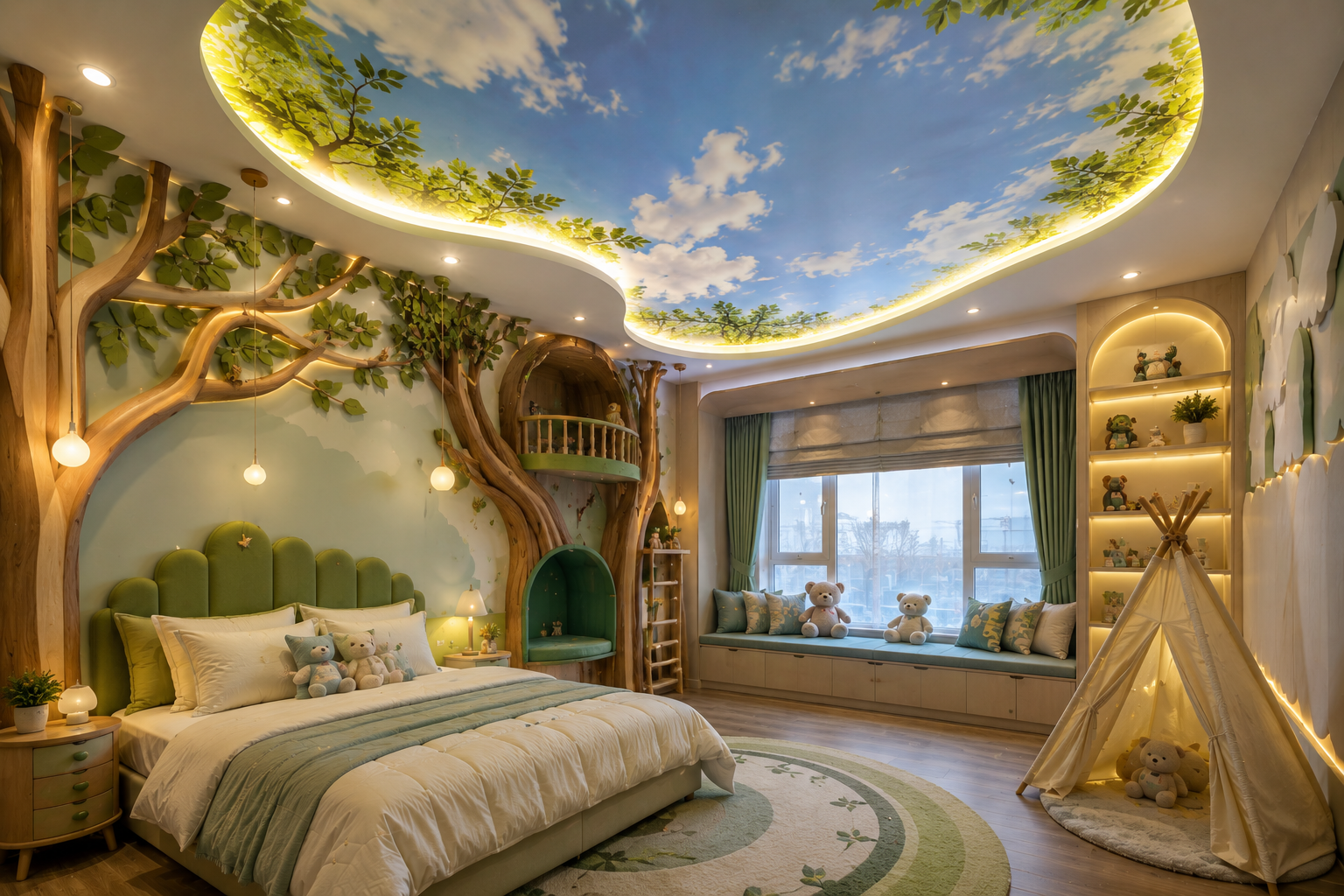 Top 16 Trendy Marvelous Kids’ Rooms Ceiling Designs Ideas 15 Nature Inspired Ceiling Designs With Trees Sky and Outdoor Elements Top 16 Trendy Marvelous Kids’ Rooms Ceiling Designs Ideas - 15