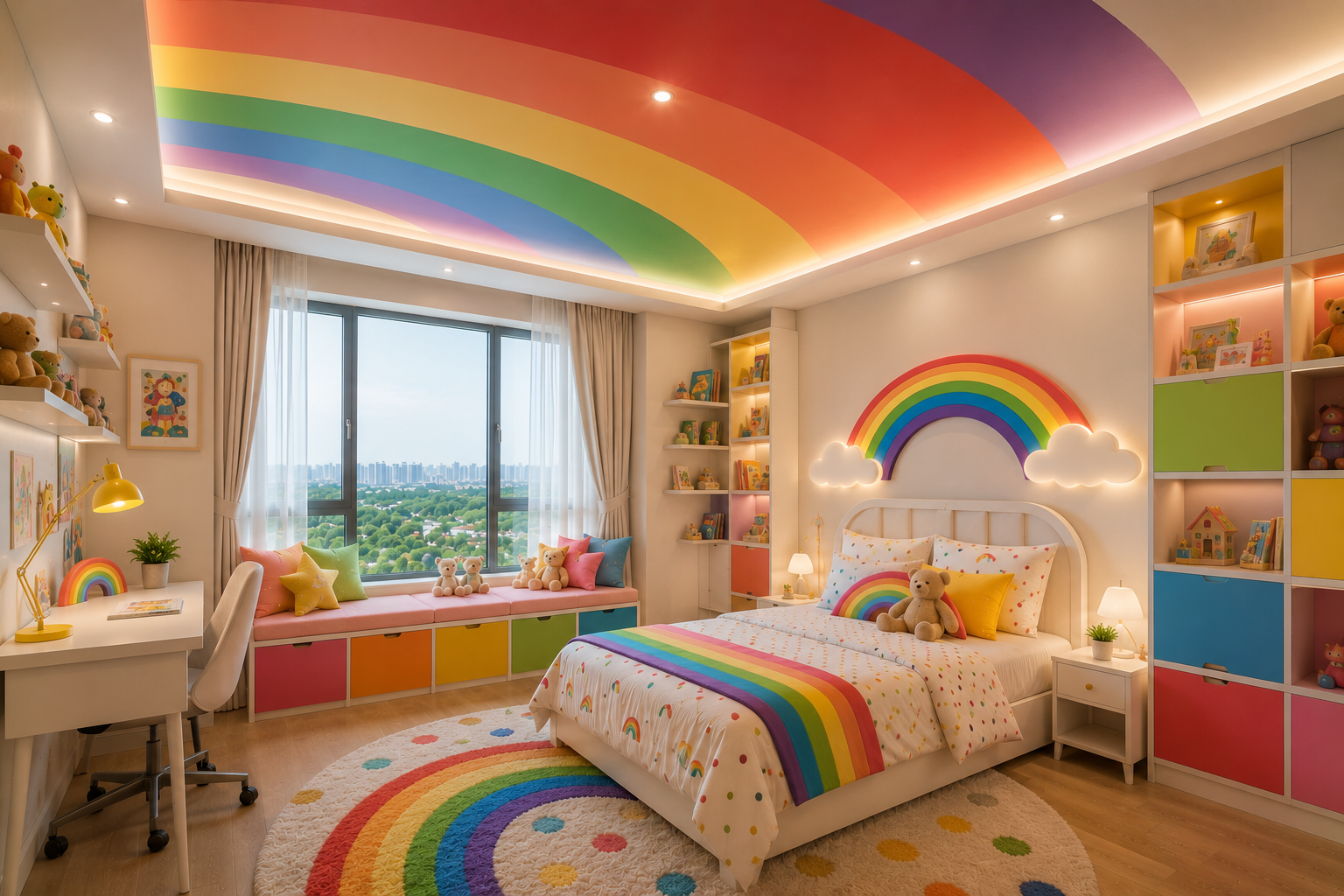 Top 16 Trendy Marvelous Kids’ Rooms Ceiling Designs Ideas 12 Rainbow Ceiling Designs for a Bright and Cheerful Atmosphere Top 16 Trendy Marvelous Kids’ Rooms Ceiling Designs Ideas - 12