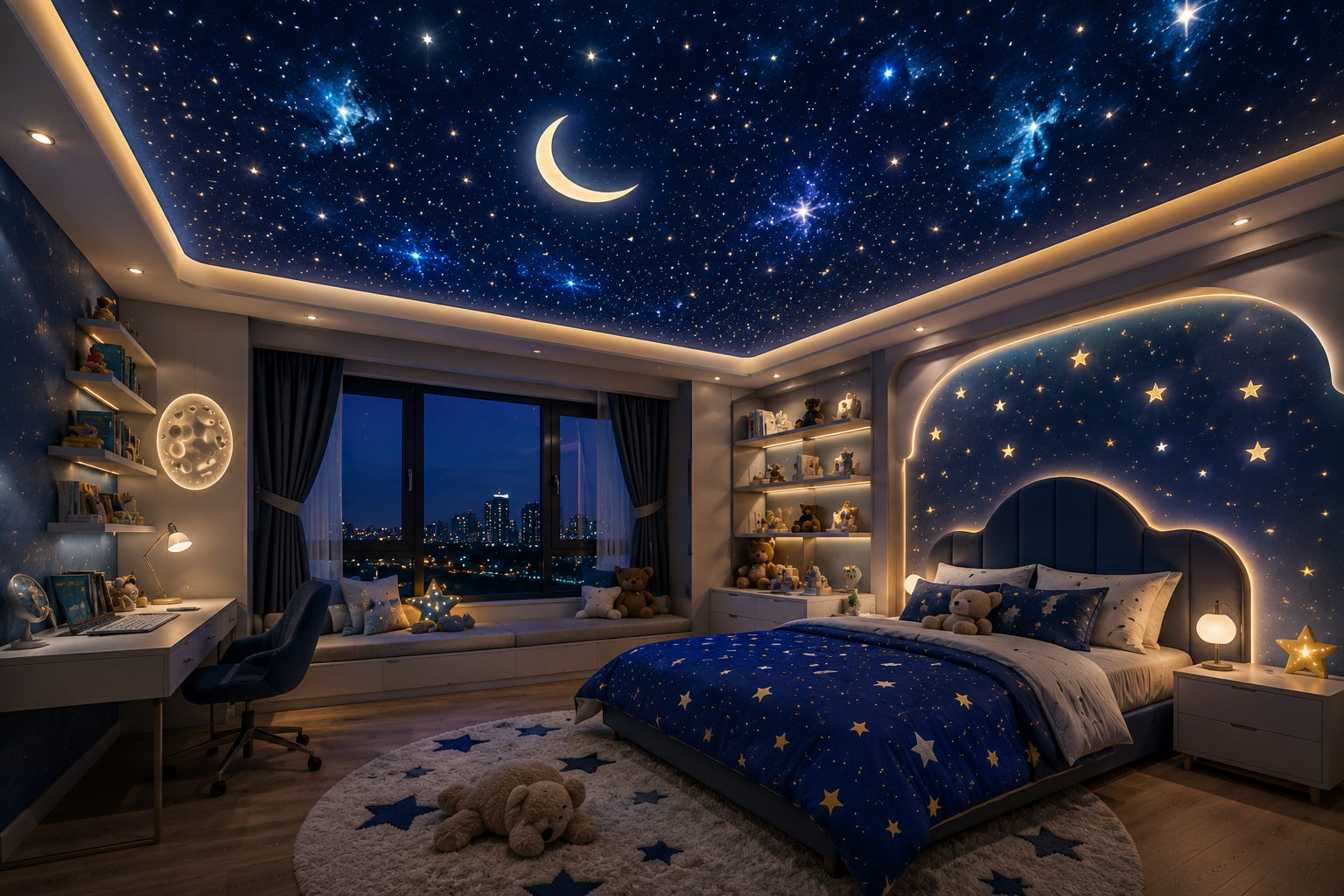 Top 16 Trendy Marvelous Kids’ Rooms Ceiling Designs Ideas 4 Starry Night Ceiling Design for a Magical Sleeping Top 16 Trendy Marvelous Kids’ Rooms Ceiling Designs Ideas - 4