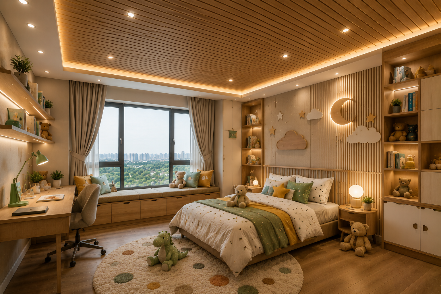 Top 16 Trendy Marvelous Kids’ Rooms Ceiling Designs Ideas 8 Wooden Panel Ceiling Designs for a Warm and Cozy Look Top 16 Trendy Marvelous Kids’ Rooms Ceiling Designs Ideas - 8