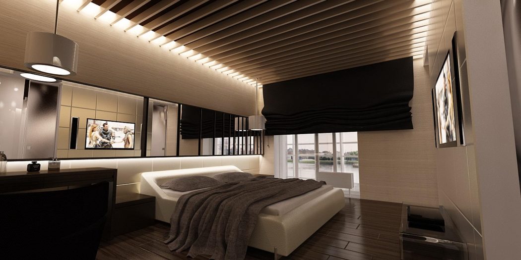 gorgeous-modern-bedroom-design-with-wooden-floor-and-ceiling-decoration-also-stylish-bed-and-wall-decorating-mirror-modern-floor-bed 5 Main Bedroom Design Ideas For 2022