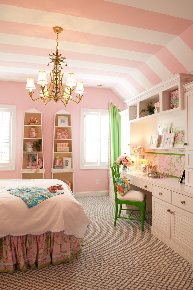 pink-little-girls-bedroom-ideas-traditional-kids-with-a-pink-and-white-striped-ceiling