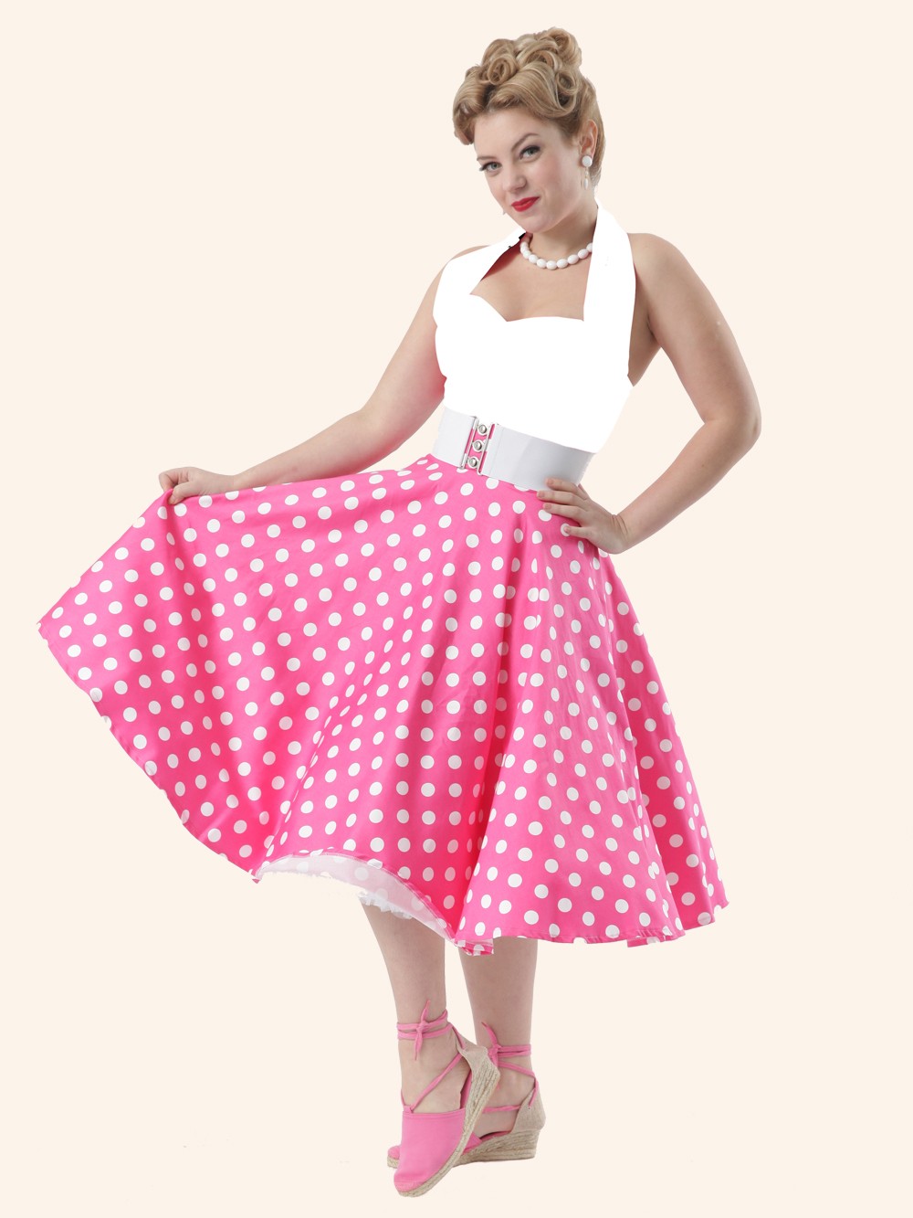 25+ Women Engagement Outfit Ideas Coming 34 1950s-circle-skirt-cerise-white-polka-p1045-2936_zoom