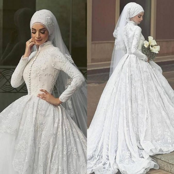 Saudi Arabia font b Wedding b font font b Dress b font Long Sleeves Brial Gowns 5 Stylish Muslim Wedding Dresses Trends - 4