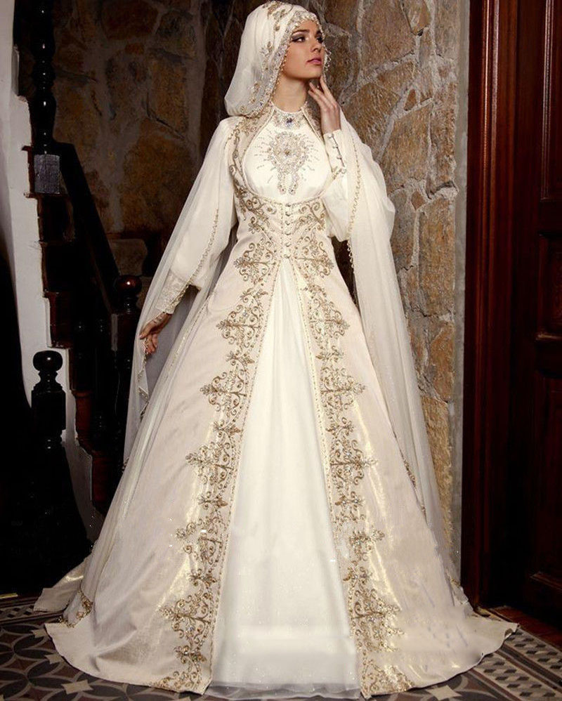 New-Hot-Muslim-Saudi-Arabia-font-b-Wedding-b-font-Dress-font-b-Gold-b-font 5 Stylish Muslim Wedding Dresses Trends for 2020