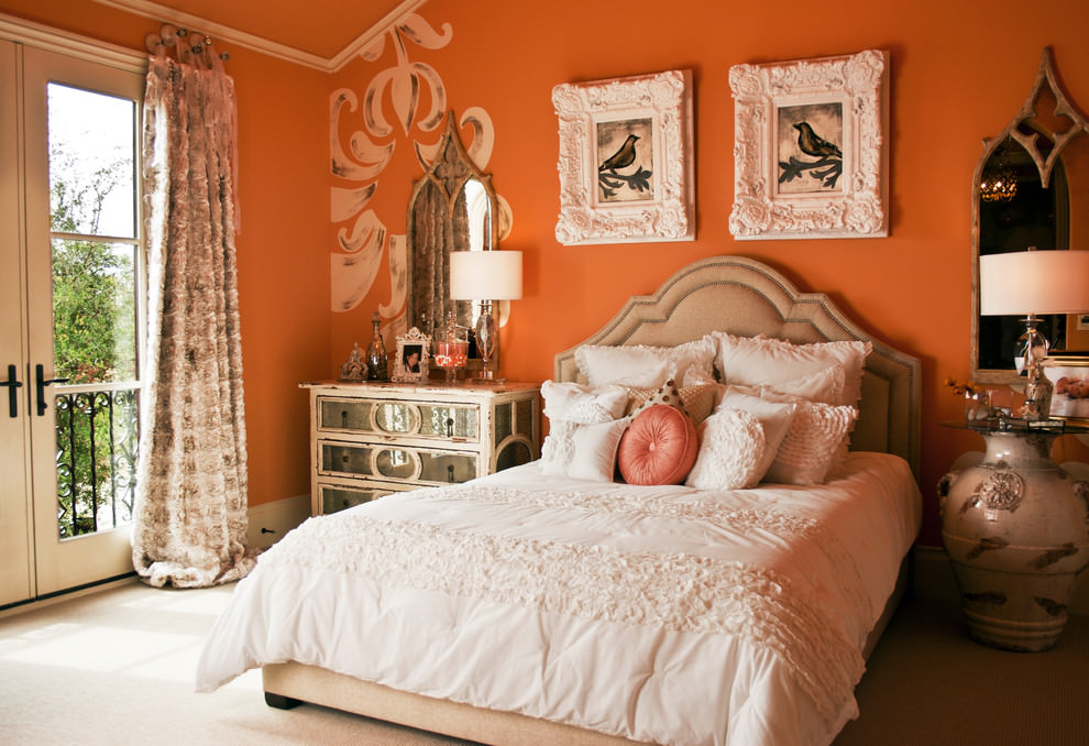Shabby chic style orange bedroom design 25+ Elegant Orange Bedroom Decor Ideas - 5