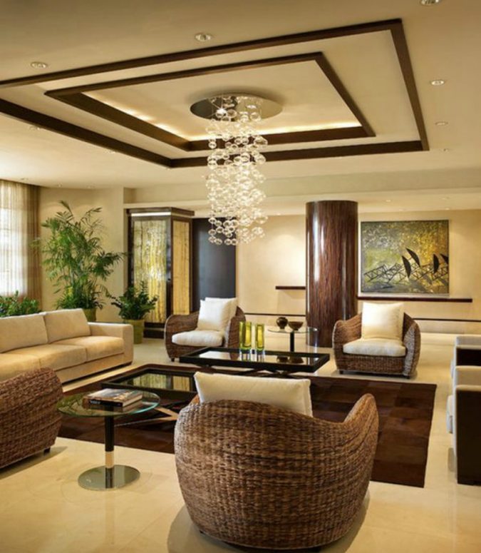 Warm living room ceiling design 1 6 Suspended Ceiling Decors Design Ideas - 6