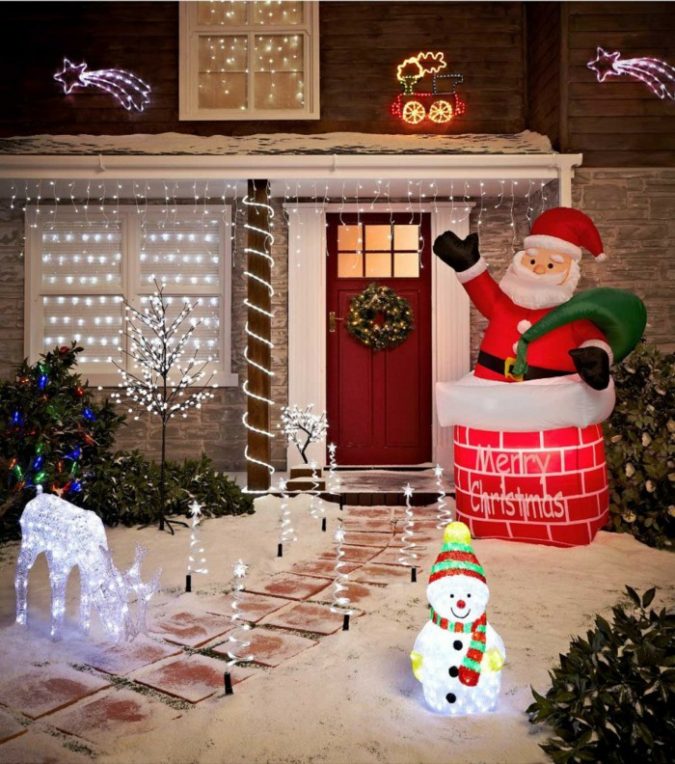 Top 10 Best Ways To Turn Your Home All Christmassy 4 decorating items like Santa, reindeer, snowman, and everything in your garden