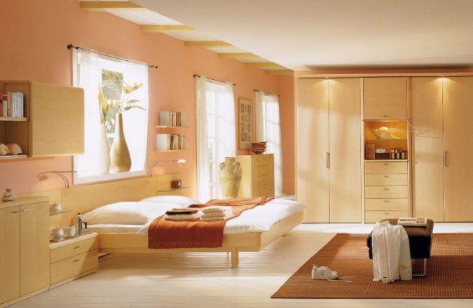 25+ Elegant Orange Bedroom Decor Ideas 22 orange bedroom with large windows