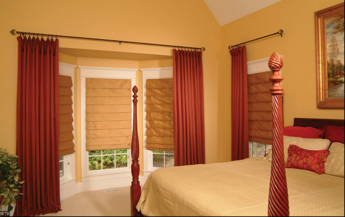 25+ Elegant Orange Bedroom Decor Ideas 24 orange bedroom with large windows2