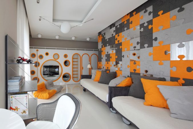 orange bedroom with original design3
