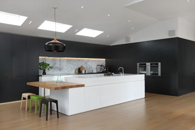 white-ceiling-and-dark-walls-contemporary-kitchen-with-a-wood-flooring-675x450 6 Suspended Ceiling Decors Design Ideas For 2022
