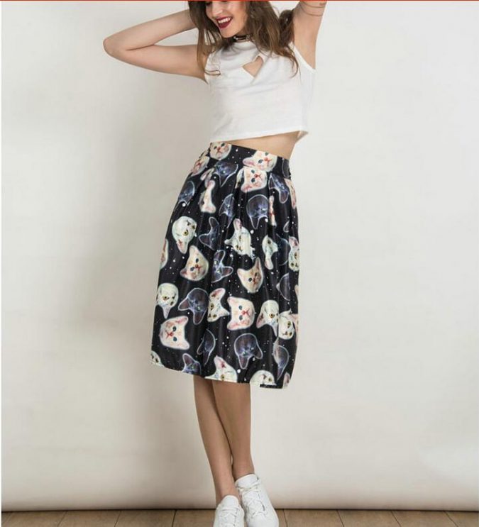 Animal-Print-Skirt2-675x743 +40 Elegant Teenage Girls Summer Outfits Ideas in 2022