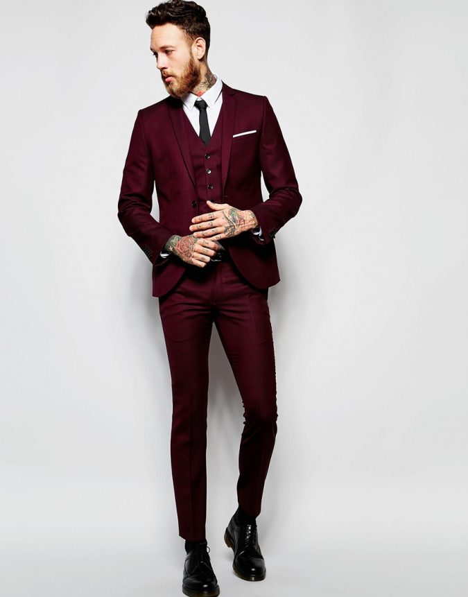 14 Splendid Wedding Outfits for Guys 24 Burgundy Suit2 14 Splendid Wedding Outfits for Guys - 24