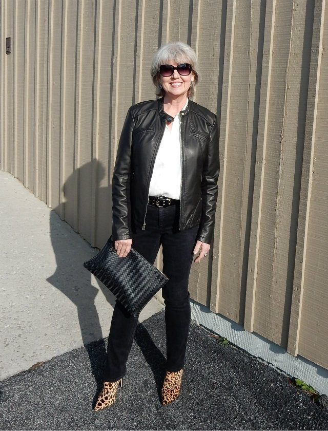 Fifty Not Frumpy Black Leather Jacket 30+ Fabulous Outfit Ideas for Women Over 40 - 27