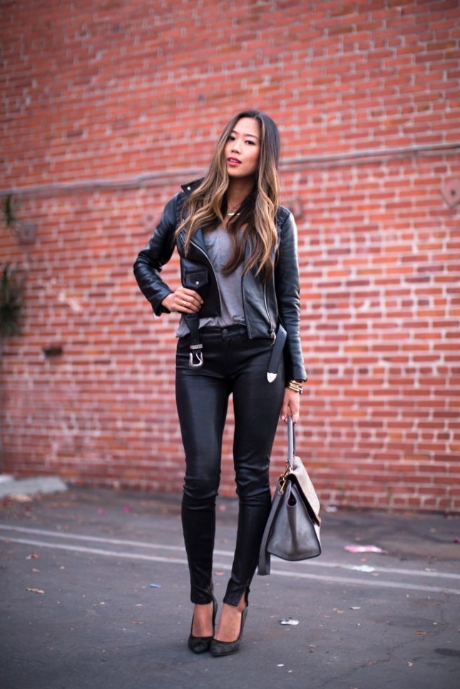 Leather-Jacket-and-Slacks2 25+ Elegant Work Outfit Ideas That Every Working Woman Should Have
