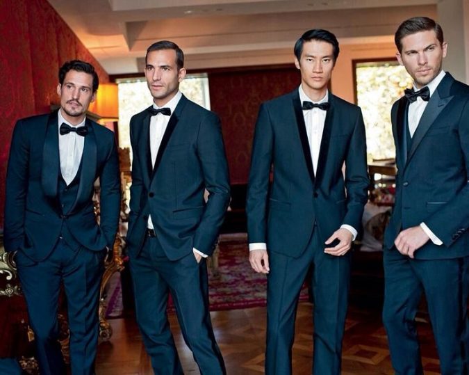 14 Splendid Wedding Outfits for Guys 34 Navy Satin Suits 14 Splendid Wedding Outfits for Guys - 34