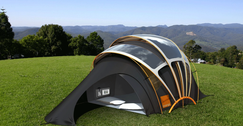 Solar Powered Tent Orange Concept Tent Top 12 Unusual Solar-Powered Products - Lifestyle 1
