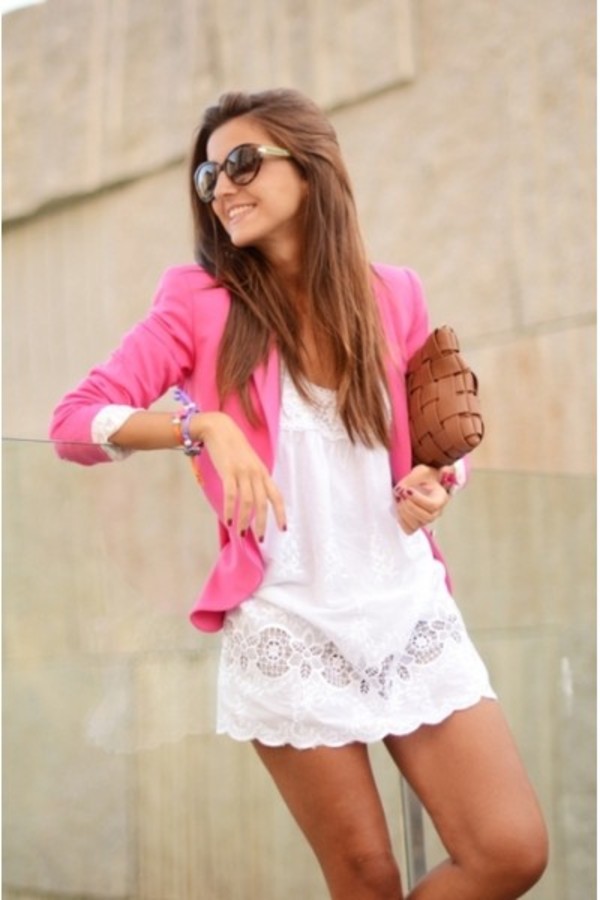 blazer with summer dress +40 Elegant Teenage Girls Summer Outfits Ideas - 9