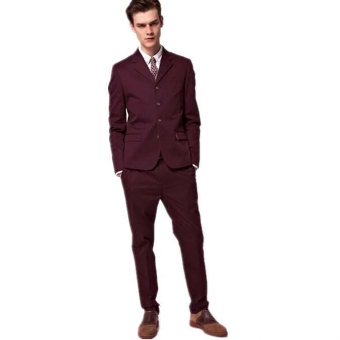 burgundy suit custom made groom wedding suits 14 Splendid Wedding Outfits for Guys - 23