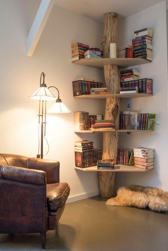 corner-bookshelf 83 Creative & Smart Space-Saving Furniture Design Ideas in 2020
