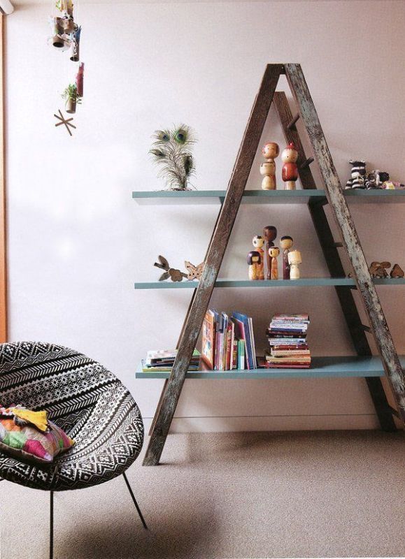 83 Creative & Smart Space-Saving Furniture Design Ideas 21 ladder bookshelf 83 Creative & Smart Space-Saving Furniture Design Ideas - 21 space-saving furniture