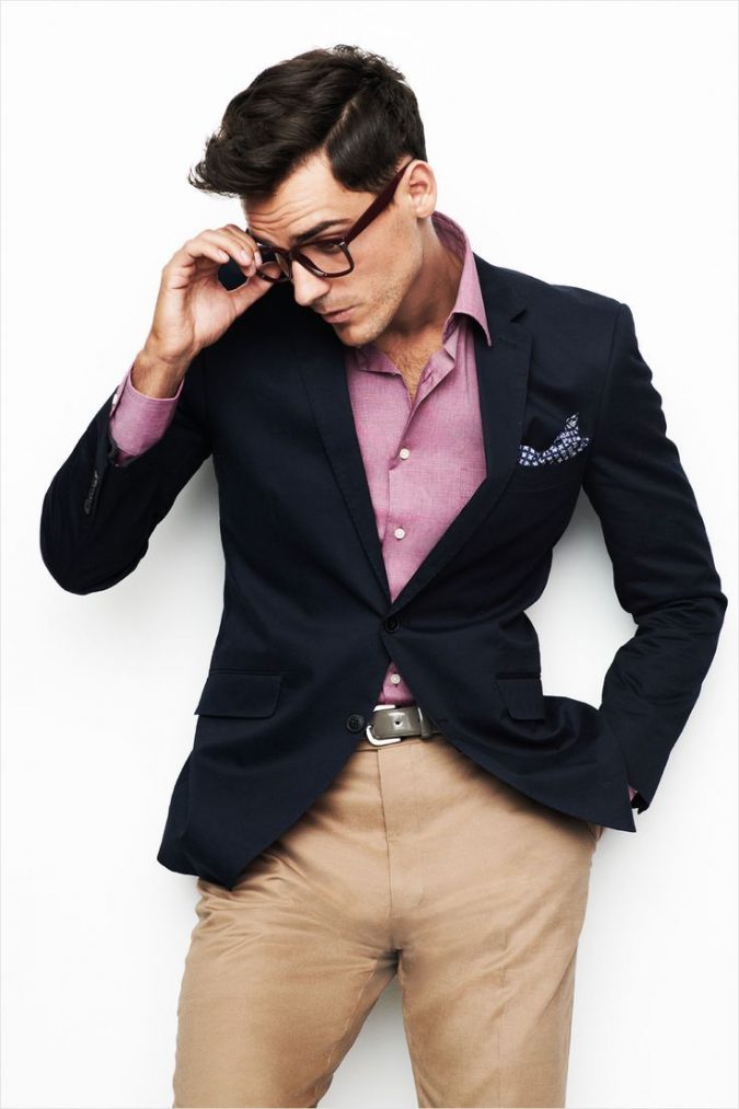 14 Splendid Wedding Outfits for Guys 43 navy blazer with shirt 14 Splendid Wedding Outfits for Guys - 43