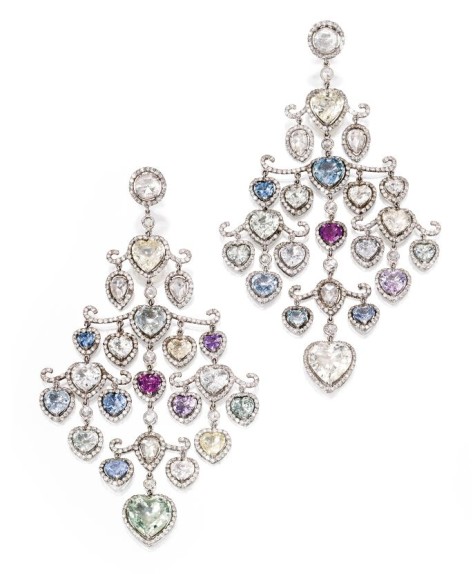 z Lot-258-Pair-of-Platinum-Multi-Colored-Sapphire-and-Diamond-Pendant-Earrings-Fred-Leighton